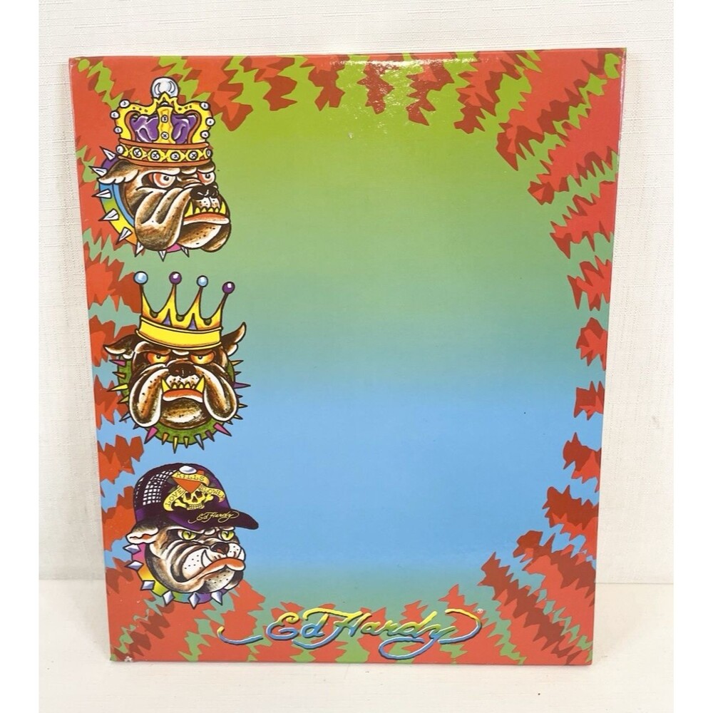 Ed Hardy Dry Erase Board Only Red 3 Bulldogs Tattoo Art Locker Decor